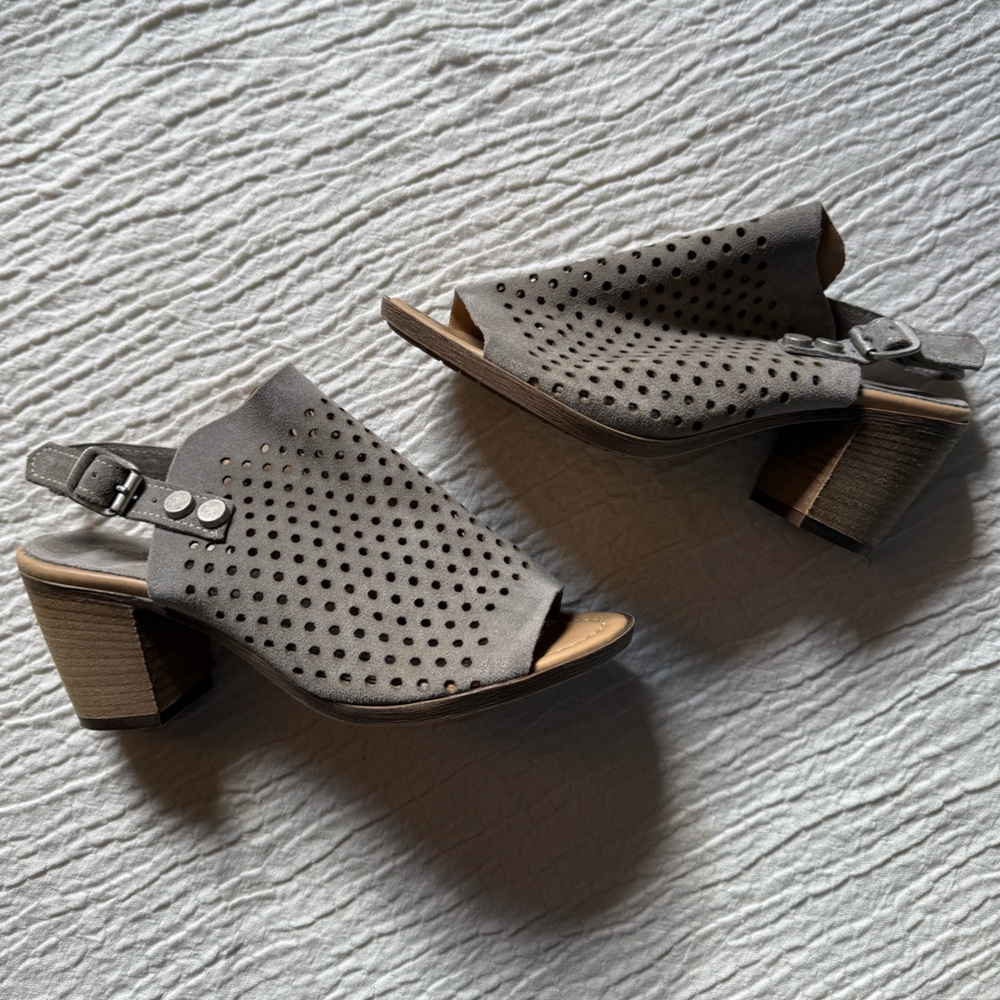 Elegant Perforated Gray Women's Mules